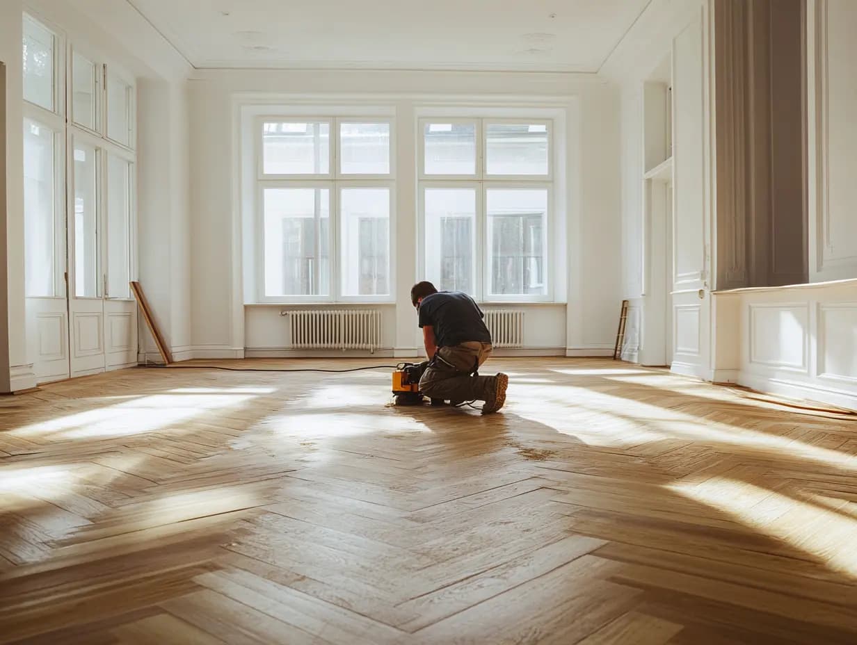 Parketin hionta käynnissä helsinkiläisessä asunnossa