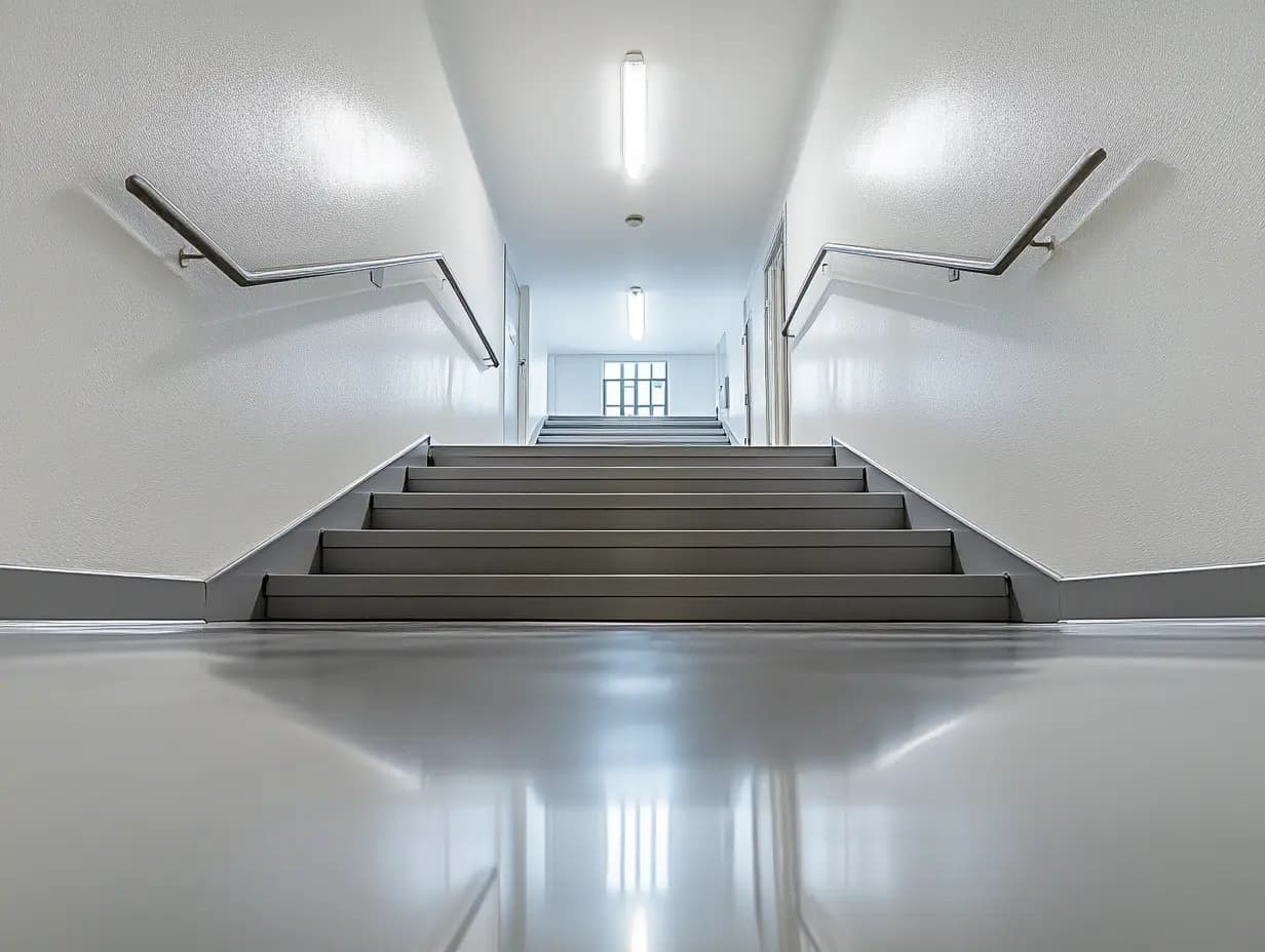 Vahattu linoleumlattia rappukäytävässä